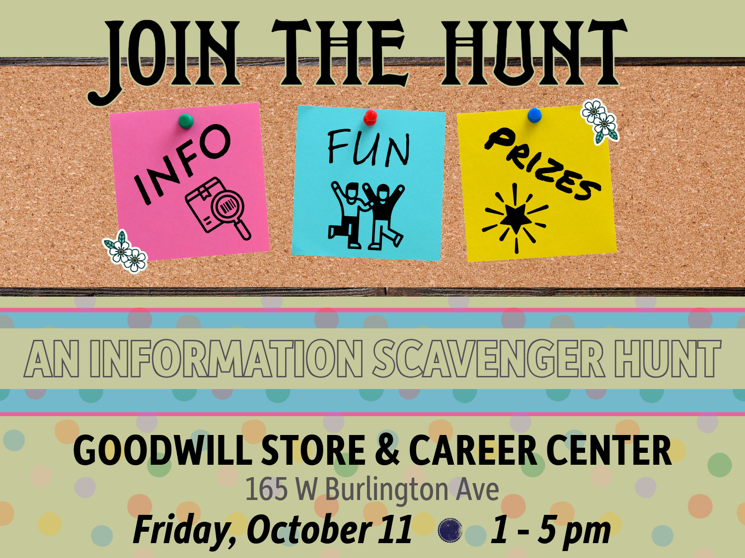 An Information Scavenger Hunt will take place at the Burlington Goodwill on Friday, Oct. 11, from 1 to 5 p.m.